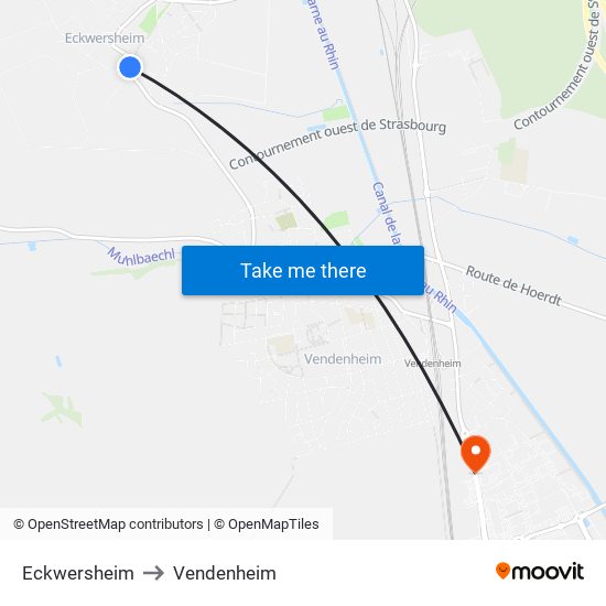 Eckwersheim to Vendenheim map