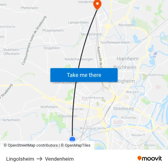 Lingolsheim to Vendenheim map