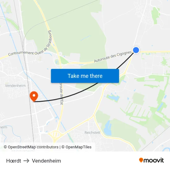 Hœrdt to Vendenheim map