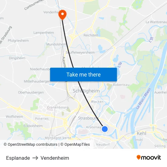 Esplanade to Vendenheim map