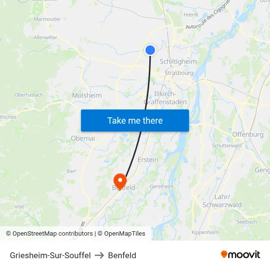 Griesheim-Sur-Souffel to Benfeld map