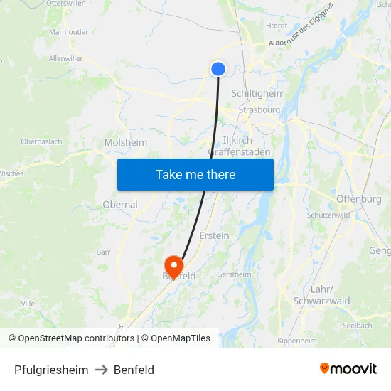 Pfulgriesheim to Benfeld map