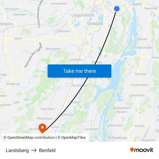 Landsberg to Benfeld map