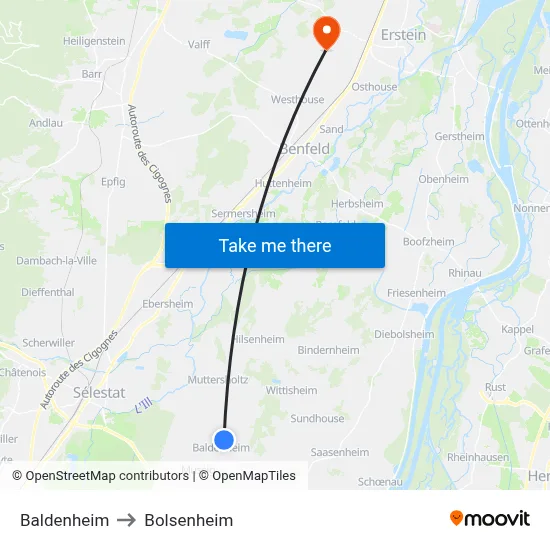 Baldenheim to Bolsenheim map