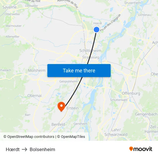 Hœrdt to Bolsenheim map
