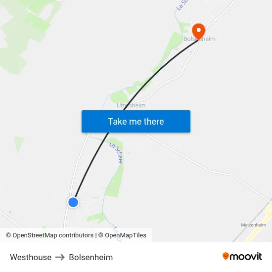 Westhouse to Bolsenheim map