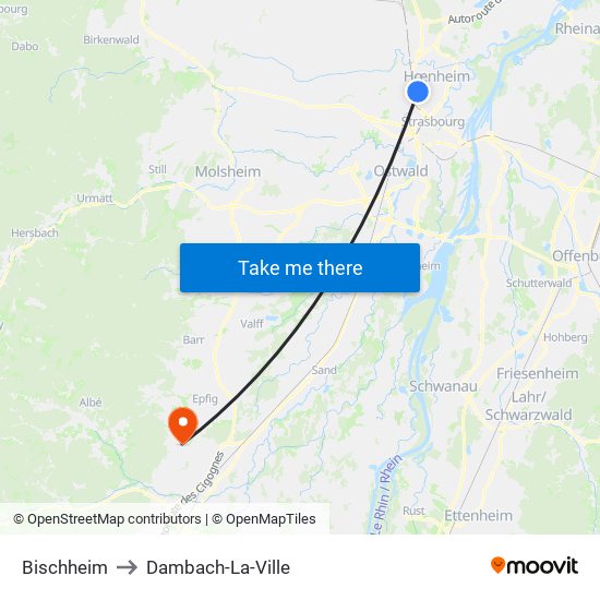 Bischheim to Dambach-La-Ville map