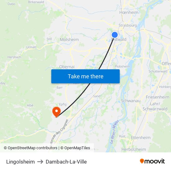 Lingolsheim to Dambach-La-Ville map