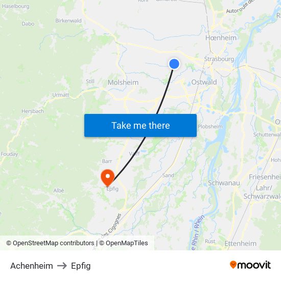 Achenheim to Epfig map