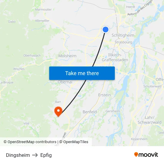 Dingsheim to Epfig map
