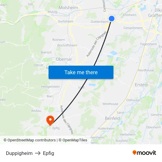 Duppigheim to Epfig map