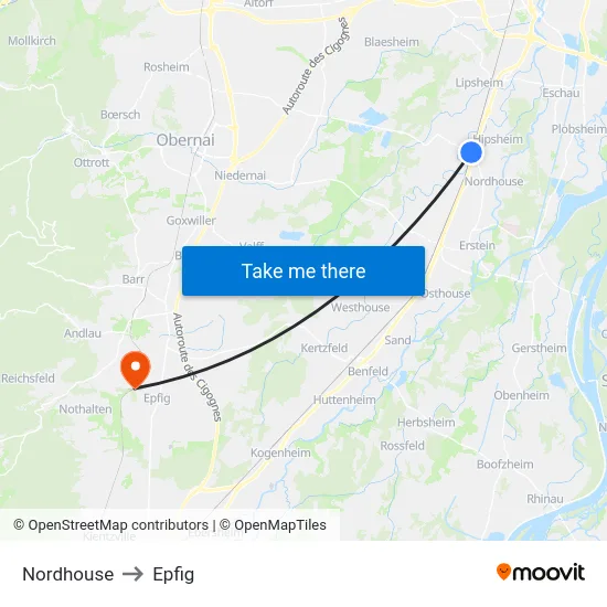 Nordhouse to Epfig map