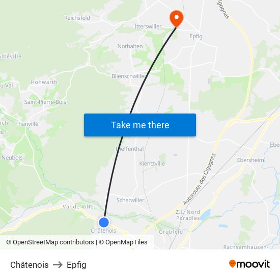 Châtenois to Epfig map