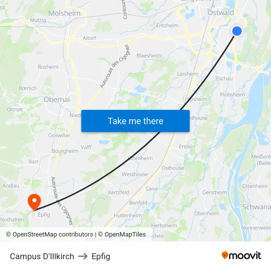 Campus D'Illkirch to Epfig map
