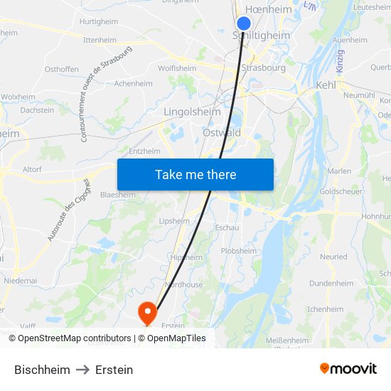 Bischheim to Erstein map