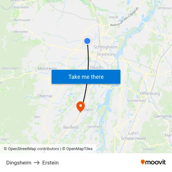 Dingsheim to Erstein map