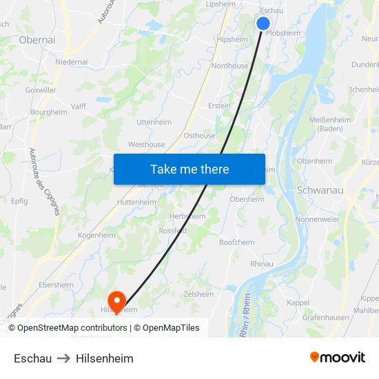 Eschau to Hilsenheim map