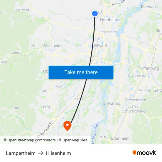 Lampertheim to Hilsenheim map