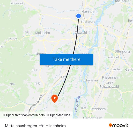 Mittelhausbergen to Hilsenheim map