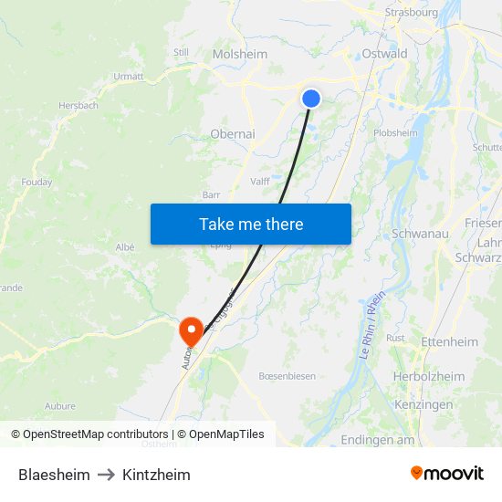 Blaesheim to Kintzheim map