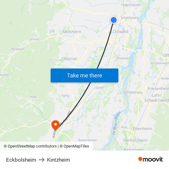 Eckbolsheim to Kintzheim map