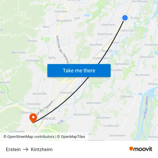 Erstein to Kintzheim map