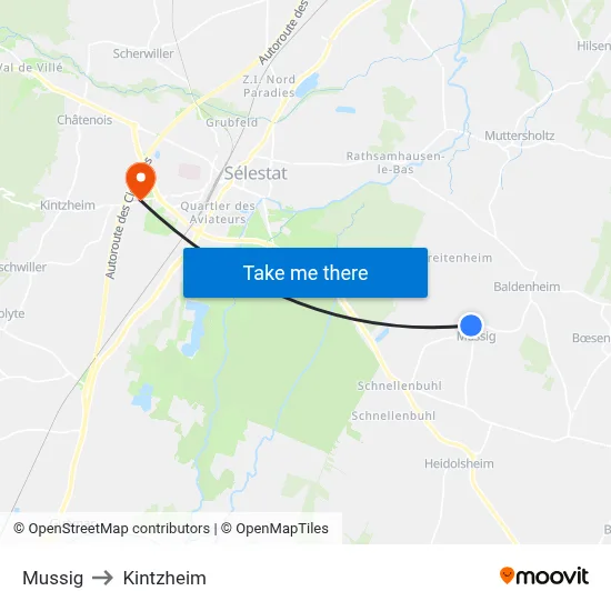 Mussig to Kintzheim map