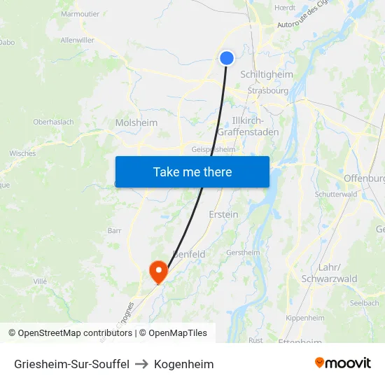 Griesheim-Sur-Souffel to Kogenheim map