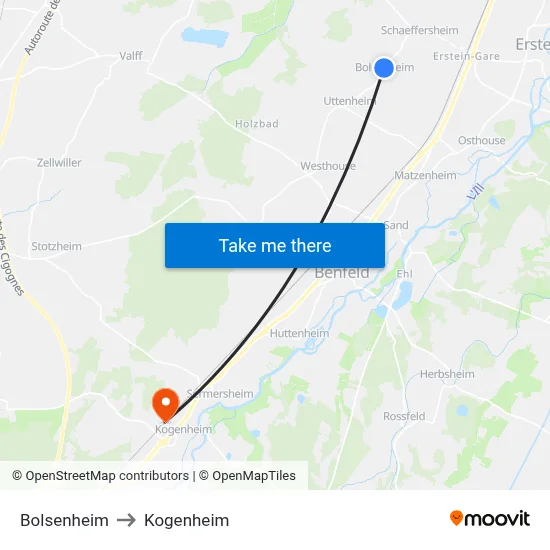 Bolsenheim to Kogenheim map