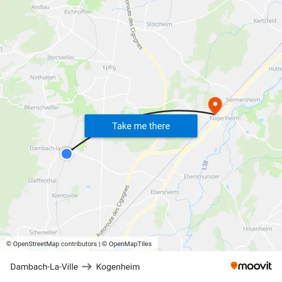Dambach-La-Ville to Kogenheim map