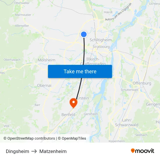 Dingsheim to Matzenheim map
