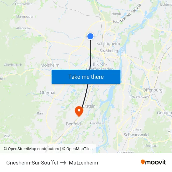 Griesheim-Sur-Souffel to Matzenheim map
