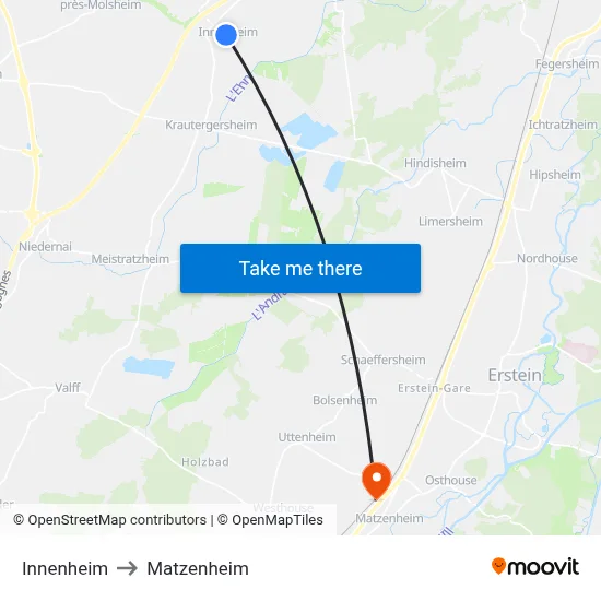 Innenheim to Matzenheim map