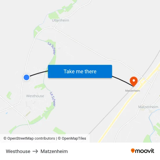 Westhouse to Matzenheim map