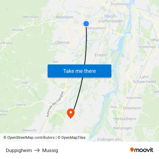Duppigheim to Mussig map