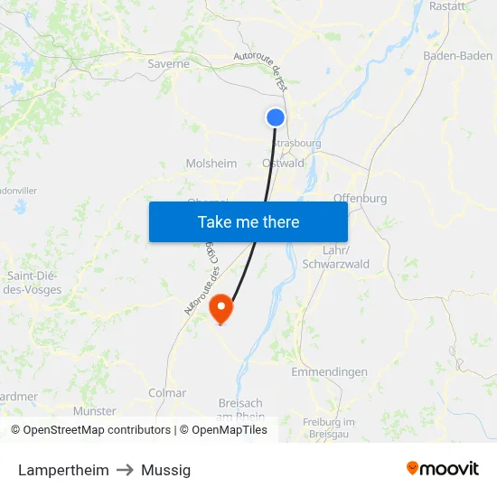 Lampertheim to Mussig map