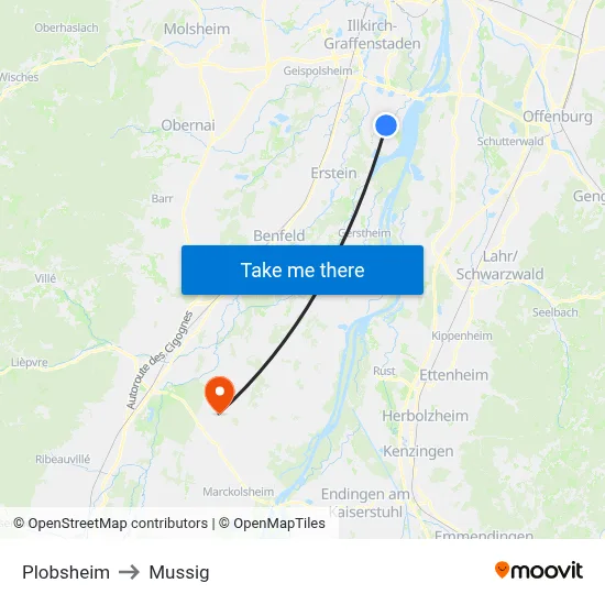 Plobsheim to Mussig map