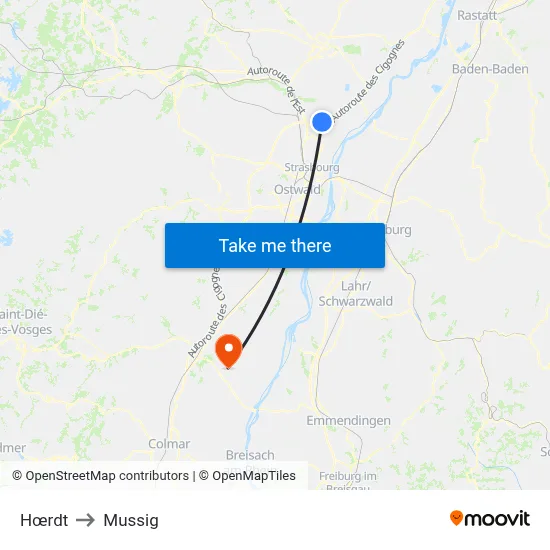 Hœrdt to Mussig map
