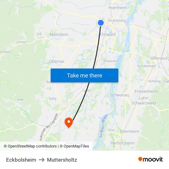 Eckbolsheim to Muttersholtz map