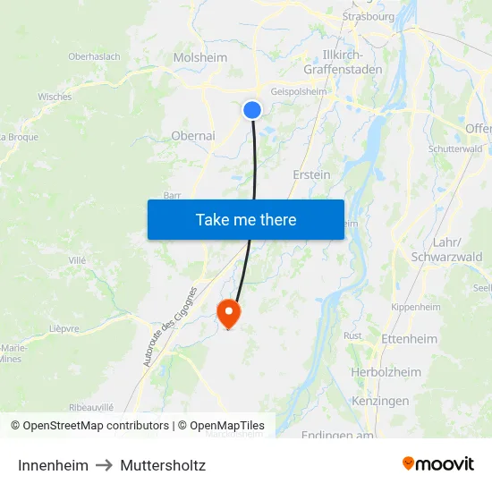 Innenheim to Muttersholtz map