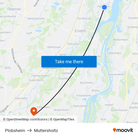 Plobsheim to Muttersholtz map