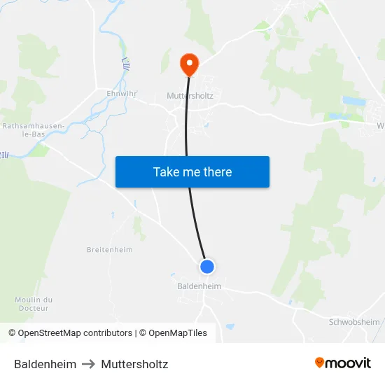 Baldenheim to Muttersholtz map