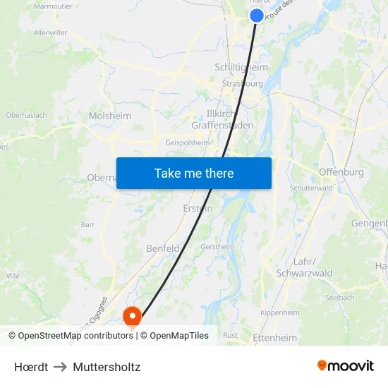 Hœrdt to Muttersholtz map