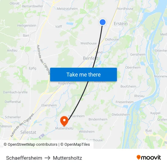 Schaeffersheim to Muttersholtz map