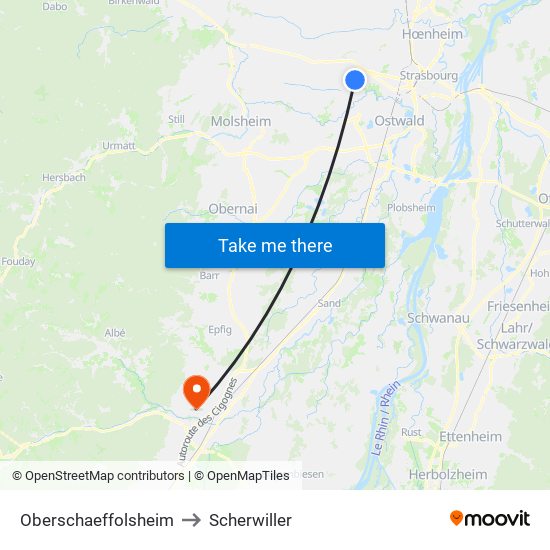 Oberschaeffolsheim to Scherwiller map