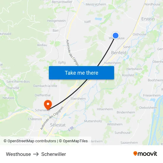 Westhouse to Scherwiller map