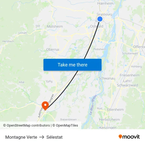 Montagne Verte to Sélestat map