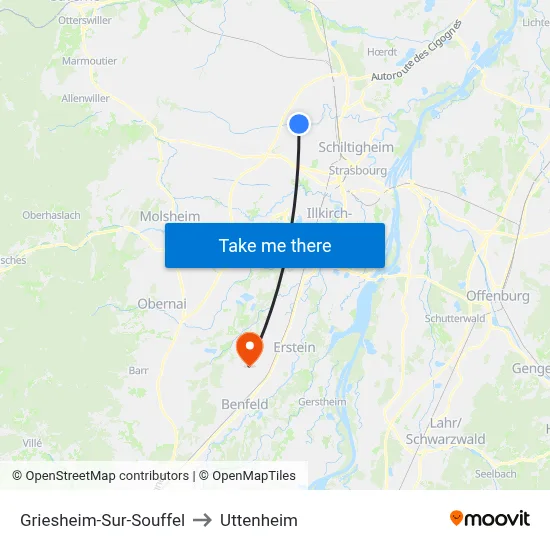 Griesheim-Sur-Souffel to Uttenheim map