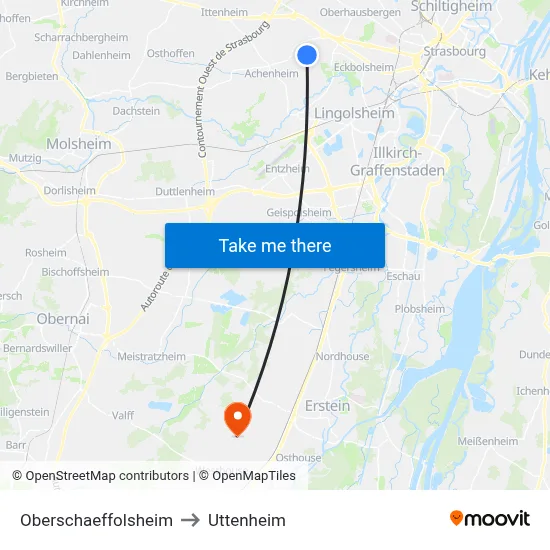 Oberschaeffolsheim to Uttenheim map