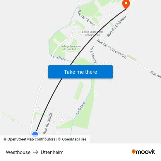Westhouse to Uttenheim map